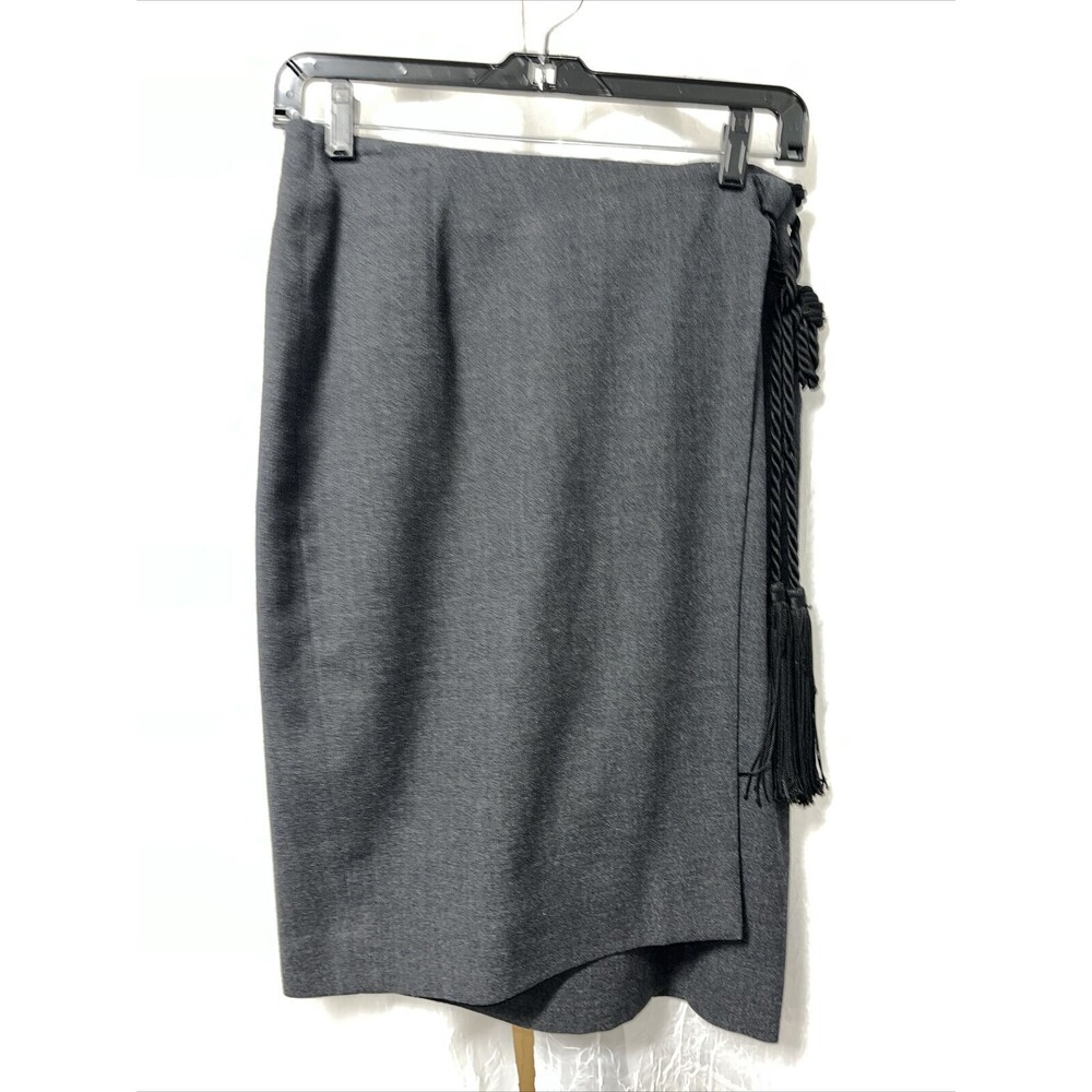 Agustus Charcoal Gray Wool Blend Lined Wrap Skirt Size 8
